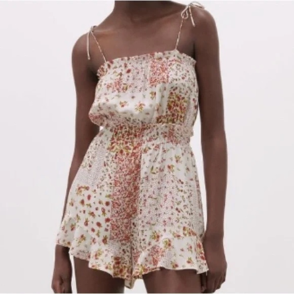 Zara patchwork print short jumpsuit/ romper. Size XS. NWT.